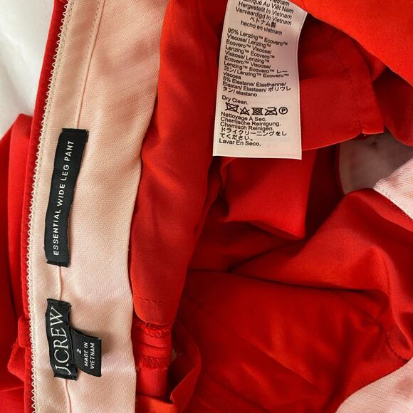 J. Crew Essential Wide Leg Pants Size 2 Red City Twill Trouser Career Holidays - Picture 9 of 12